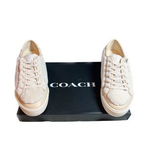 Coach Citysole Shearling Sherpa Platform Sneakers White and Cream Size 8 NWT